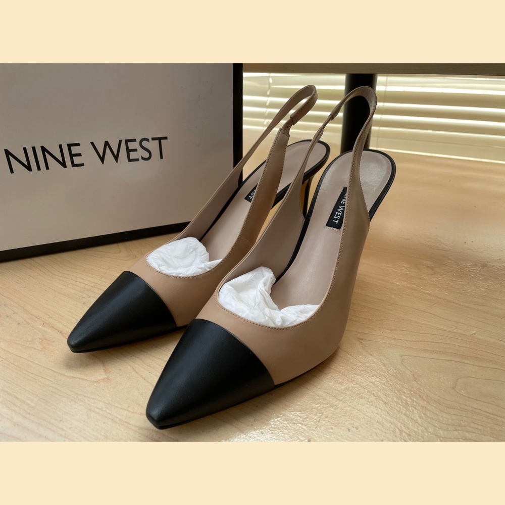 NIB Nine West Exuberate Cap Toe Slingback Pumps 10